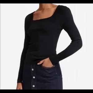 Everlane Black Square Neck Sweater Top XL NWT